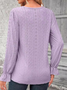 V Neck Long Sleeve Plain Lace Regular Regular Fit Blouse For Women