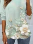 Casual Floral Crew Neck Long Sleeve T-shirt