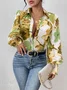 Shirt Collar Long Sleeve Floral Regular Loose Shirt For Women