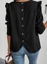 Crew Neck Long Sleeve Plain Regular Regular Fit Blouse For Women