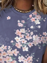 Casual Floral V Neck Long Sleeve T-shirt