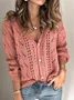 Shirt Collar Long Sleeve Plain Regular Loose Shirt For Women