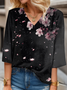 V Neck Three Quarter Sleeve Floral Regular Regular Fit Blouse For Women