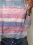 Casual Abstract Stripes Crew Neck Long Sleeve T-shirt