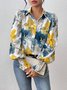 Shirt Collar Long Sleeve Floral Regular Loose Shirt For Women