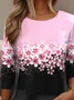 Casual Floral Crew Neck Long Sleeve T-shirt