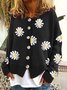 Women Wool/Knitting Floral Long Sleeve Comfy Casual Cardigan