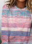Casual Abstract Stripes Crew Neck Long Sleeve T-shirt