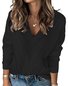 V Neck Three Quarter Sleeve Plain Regular Regular Fit Blouse For Women