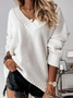 Women Yarn/Wool Yarn Color Block Long Sleeve Comfy Casual Sweater