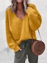 Women Yarn/Wool Yarn Plain Long Sleeve Comfy Casual Sweater