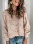 Women Yarn/Wool Yarn Color Block Long Sleeve Comfy Casual Sweater