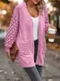 Women Wool/Knitting Plain Long Sleeve Comfy Casual Cardigan