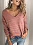 Women Yarn/Wool Yarn Color Block Long Sleeve Comfy Casual Sweater