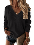 Women Yarn/Wool Yarn Color Block Long Sleeve Comfy Casual Sweater