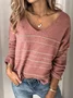 Women Yarn/Wool Yarn Color Block Long Sleeve Comfy Casual Sweater