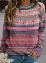 Women Yarn/Wool Yarn Color Block Long Sleeve Comfy Casual Sweater