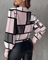 V Neck Long Sleeve Geometric Regular Regular Fit Blouse For Women