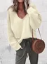 Women Yarn/Wool Yarn Plain Long Sleeve Comfy Casual Sweater