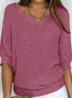 Women Yarn/Wool Yarn Plain Three Quarter Sleeve Comfy Casual Sweater