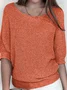 Women Yarn/Wool Yarn Plain Three Quarter Sleeve Comfy Casual Sweater