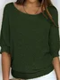 Women Yarn/Wool Yarn Plain Three Quarter Sleeve Comfy Casual Sweater