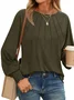 Casual Plain Crew Neck Long Sleeve T-shirt