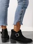 Casual Plain Zipper Low Heel Chelsea Boots