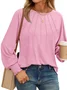 Casual Plain Crew Neck Long Sleeve T-shirt