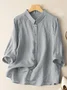 Shirt Collar Long Sleeve Plain Regular Loose Blouse For Women