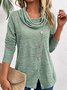 Long Sleeve Floral Regular Micro-Elasticity Loose Mock Two-Piece Blouse For Women