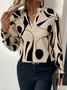 V Neck Long Sleeve Random Print Regular Loose Blouse For Women