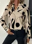 V Neck Long Sleeve Random Print Regular Loose Blouse For Women