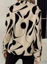 V Neck Long Sleeve Random Print Regular Loose Blouse For Women