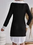 Women Color Block V Neck Long Sleeve Comfy Casual Mini Dress