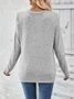 Crew Neck Long Sleeve Plain Zipper Regular Loose Blouse For Women