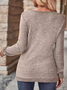 V Neck Long Sleeve Plain Zipper Regular Micro-Elasticity Loose Blouse For Women