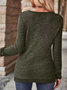 V Neck Long Sleeve Plain Zipper Regular Micro-Elasticity Loose Blouse For Women