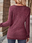 V Neck Long Sleeve Plain Zipper Regular Micro-Elasticity Loose Blouse For Women