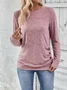 Crew Neck Long Sleeve Plain Zipper Regular Loose Blouse For Women