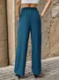 Casual Plain Long Elastic Waist Pants