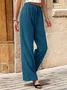 Casual Plain Long Elastic Waist Pants