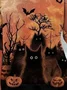 Halloween Vintage Cat Crew Neck Long Sleeve T-shirt