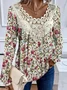 Long Sleeve Floral Lace Regular Loose Blouse For Women