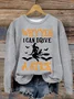 Casual Crew Neck Text Letters Sweatshirt