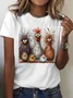 Casual Cute Chicken Animal Crew Neck Short Sleeve Cotton T-shirt