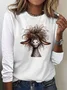 Casual Animal Crew Neck Long Sleeve T-shirt