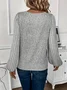 V Neck Long Sleeve Plain Regular Micro-Elasticity Loose Blouse For Women