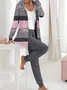 Women Geometric Hoodie Long Sleeve Comfy Casual Jacket and pants Two-Piece Set