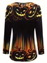 Casual Halloween Crew Neck Long Sleeve T-shirt